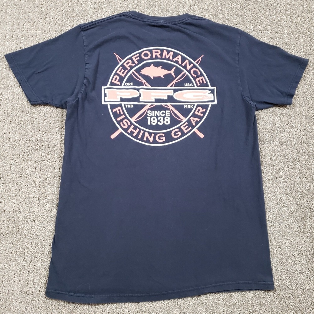 Columbia PFG T-Shirt Mens M Blue Graphic Tuna Performance Fishing Gear Cotton
